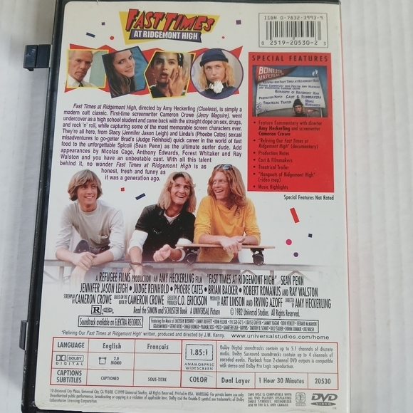 Fast Times at Ridgemont High (DVD, 1999, Widescreen Collectors Edition) - Picture 11 of 13